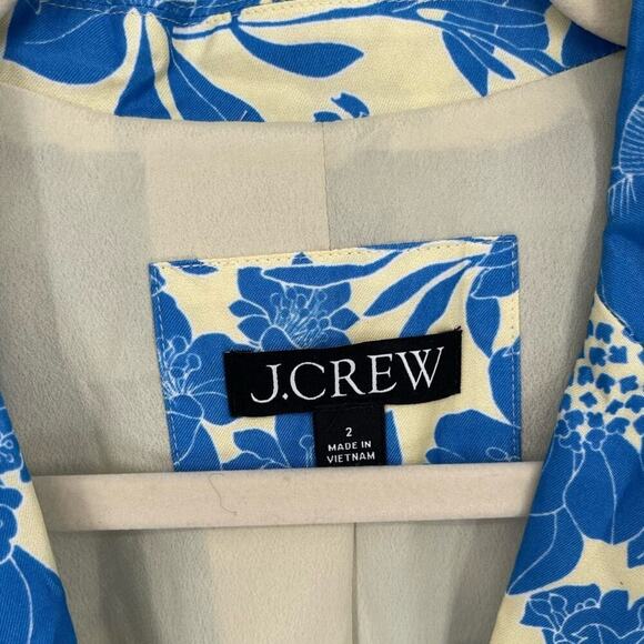 J. Crew Drapey Long Parke Blue Foral Printed Blazer Jacket in Cupro Blend size 2 - Picture 8 of 9